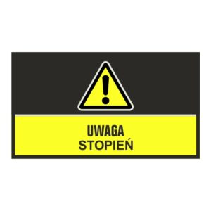 Mata podłogowa oznakowanie ostrzegawcze - uwaga stopień (wym. 85x150 cm)