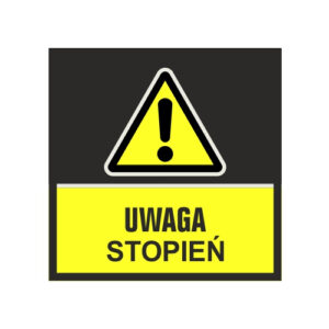 Mata podłogowa oznakowanie ostrzegawcze - uwaga stopień (wym. 85x85 cm)