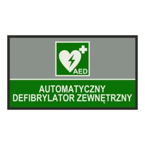 Mata podłogowa oznakowanie pierwszej pomocy - automatyczny defibrylator zewnętrzny (wym. 85x150 cm)