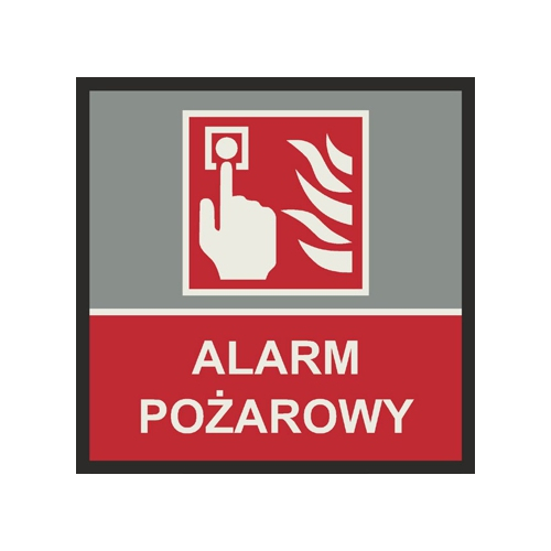 Mata podłogowa oznakowanie ppoż - alarm pożarowy (wym. 85x85 cm)