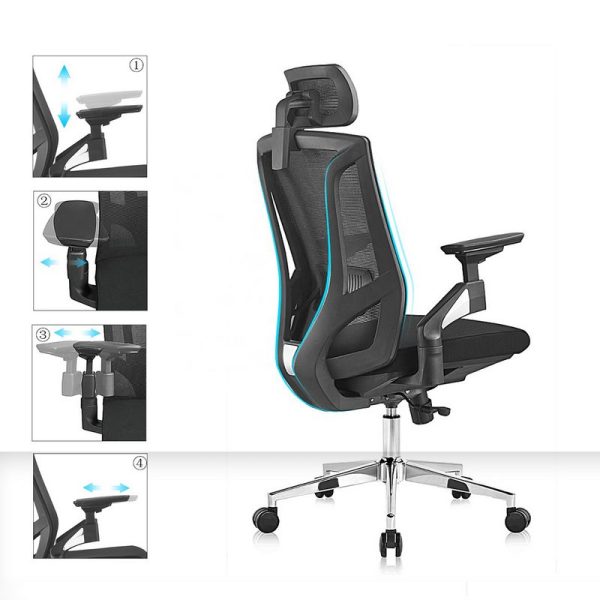 Fotel biurowy ergonomiczny 4D Spacetronik GERD - regulacja podłokietników
