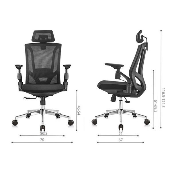 Fotel biurowy ergonomiczny 4D Spacetronik GERD - wymiary