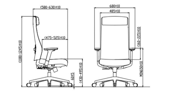 Fotel ergonomiczny biurowy Spacetronik HAVARD-01 - wymiary
