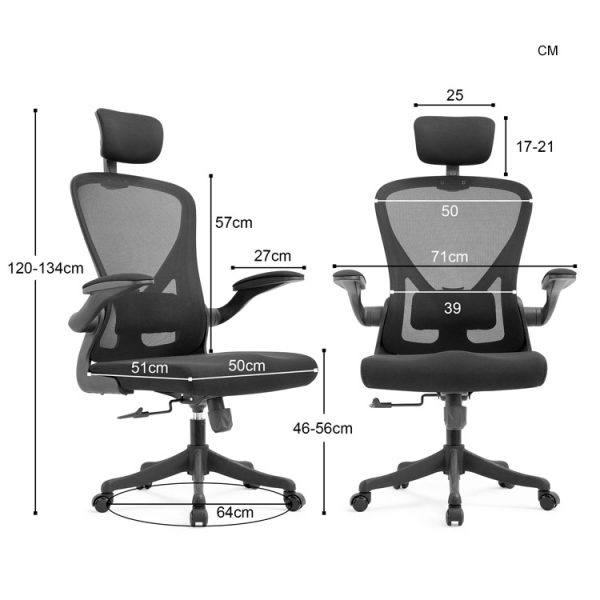 Fotel ergonomiczny do komputera Spacetronik ARON - wymiary