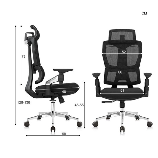 Krzesło obrotowe do biurka Spacetronik BARD - wymiary